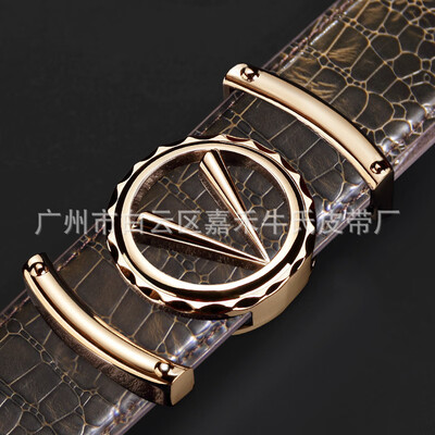 

Belt mens leather letters smooth buckle mens belt youth young Korean fashion personality tide belt belt men