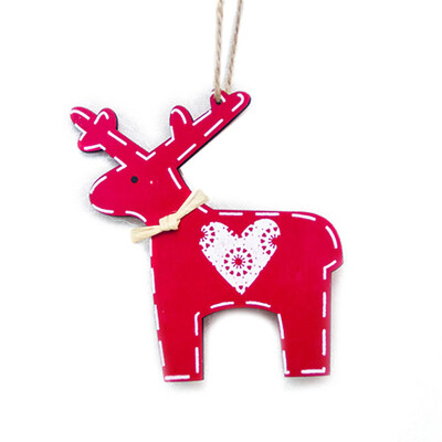 

1 Pc Christmas Tree Wood Painted Elk Pendant Christmas Party Decor Deer Pendants