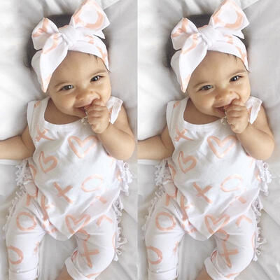 

Newborn Kids Baby Girl BodysuitHeadband Cotton Jumpsuit Romper Outfits Clothes