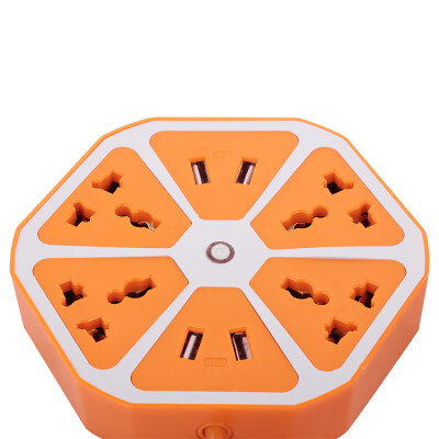 

Hexagon Charging Station Switched Socket Extension Adapter 4 USB Ports UK Plug 16MOrange