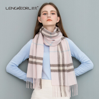 

Lingke LENGKEORL wool scarf female mens plaid autumn&winter thick shawl dual-use simple Korean version of the wild couple winter bib female ZYLK01004 18 pink Bag