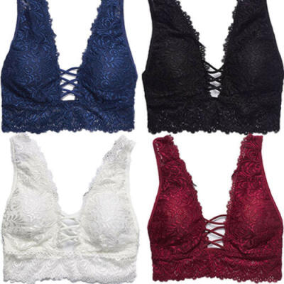 

Sexy Womens Lace Halter Neck Bralette Bralet Bustier Crop Top Padded Bra Top