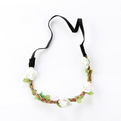 

Boho Fabric Festival Wedding Party Garland Forehead Hair Women Flower Head Band