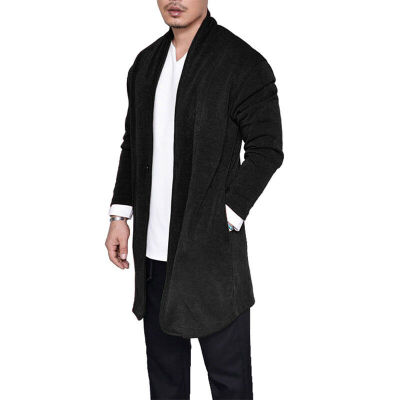 

SUNSIOM Mens Knitted Cardigan Long Sleeve Placket Wool Sweater Jacket Trench Coat Shawl