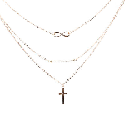 

New Leaves feathers Cross Three Layer Geometric Pendant Necklaces Necklace Party Jewelry For Women