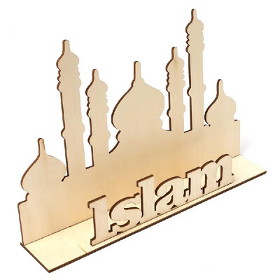 

Wooden Stand Sign Islam Eid Mubarak Ramadan Word Plaque DIY Art Craft Table Ornament Home Desktop Decoration