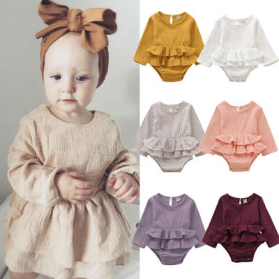 

Newborn Baby Girls Clothes Long Sleeve Romper Bodysuit Dress One Piece Outfits