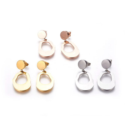 

304 Stainless Steel Dangle Stud Earrings Nuggets Mixed Color 43mm Pin 07mm