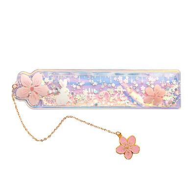 

Creative Cartoon Ruler Multifunctional Bookmark with Metal Pendant Study Stationery 12cm for School Students Office