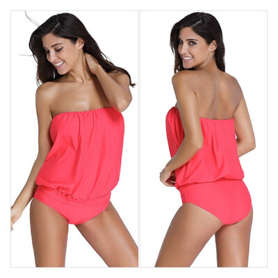 

Tube top word tie chest pad triangle split swimsuit