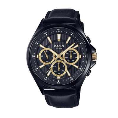 

Casio MTP-E303BL-1AV Analog Watch For Men - Black Gold No Box