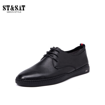 

Saturday Mens Shoes ST&SAT Fashion Cow Leather Comfortable Wearable Joker Casual Shoes SS91129801 Black 38