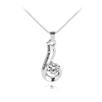 

Necklace Pendant Creative Lettering Choker Necklace Silver Tone Alloy Rhinestone for Mother