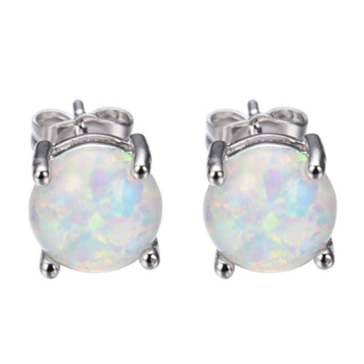 

Four-Claw Stud Earrings for Women Fashion WhiteBluePinkPurple Fire Opal Earrings Wedding Jewelry Earring