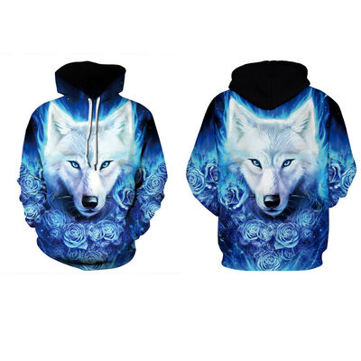 

Violet Wolf Print Sweatshirt Hoodies Men 3D Hip-Hop Winter Warm Tracksuit Sweat