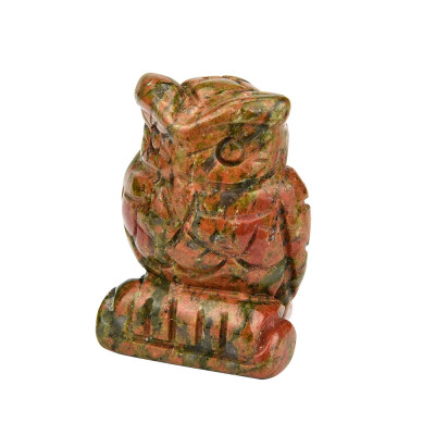 

〖Follure〗1Pcs Hand Carved Owl Jade Gemstone Ornament Craft Paperweight