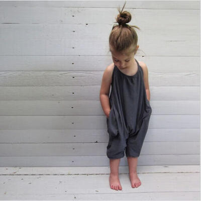 

UK Kids Baby Girls Strap Romper Spots Jumpsuit Heart Harem Pants Trousers