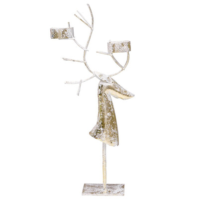 

Gobestart Christmas Decoration Nordic Wind Iron Elk Candlestick Decoration