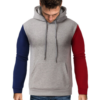

Toponeto Men Warm Winter Long Sleeve Patchwork Sweatshirt Hooded Top Tee Outwear Blouse