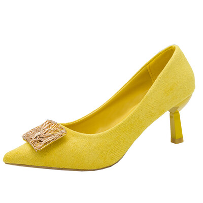 

Korean version of pointed high-heeled shoes French girlsworking shoes with shallow slim-heeled sexy single shoes