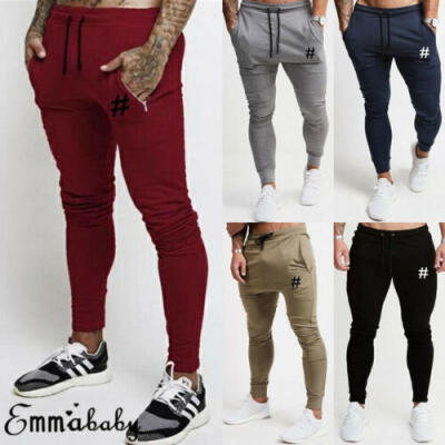 

Mens Gym Slim Fit Trousers Tracksuit Bottoms Skinny Joggers Sweat Track Pants