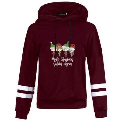 

Fashion Christmas Hoodies Unisex Funny Make Christmas Golden Again Letter Print Hooded Sweatshirt Tops