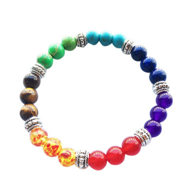 

Healing Beaded Colorful Bracelet Natural Lava Stone Diffuser Jewelry Elastic Force Bracelet