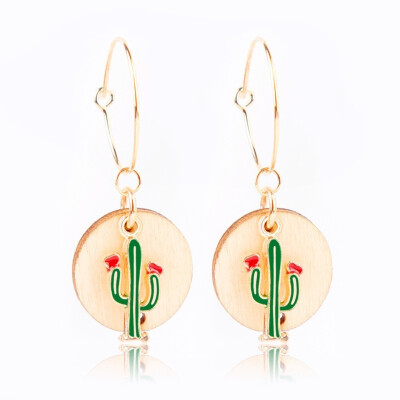 

New Coconut Tree Plants Serious Drop Earrings Wood And Metal Material Fashion Earrings Female New Quality Jewelry For Women