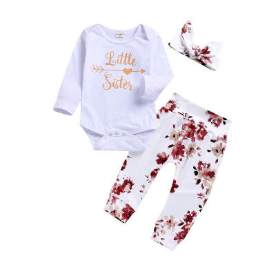 

Newborn Baby Girl Infant Romper Bodysuit Jumpsuit Sunsuit Outfit Set Clothes3PCS