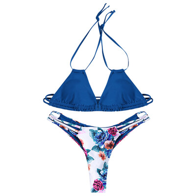 

Women Sexy Strap Hollow Printed Bikini
