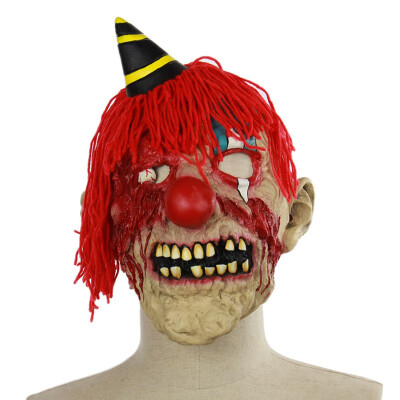 

Creative Natural Latex Halloween Bar Party Supplies Waterproof Environment-friendly Scary Latex Plush Clown Mask