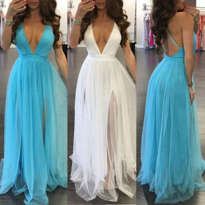 

US Sexy Women Summer Dress Maxi Long Evening Party Dress Beach Dress Sundress