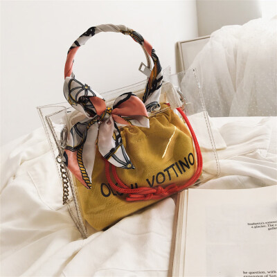 

Tailored Woman Clear Jelly Letter Shoulder Bags Ladies Campus Style Leisure Hand Bags