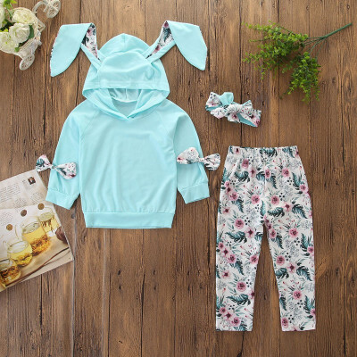 

3PCS Toddler Kids Baby Girls Tops Long Pants Cotton Hoodie Clothes Outfits Set