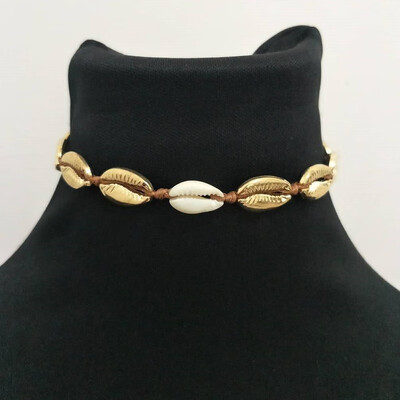 

European&American fashion jewelry set shell choker handmade alloy shell knotted woven necklace ladies set