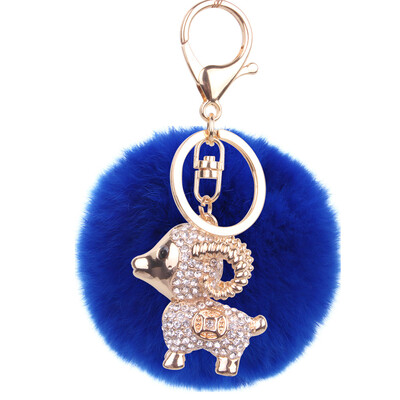 

Cartoon Keychain Korea Rex Rabbit Hair Ball Alloy Cartoon Lamb Bag Pendant Car Gift