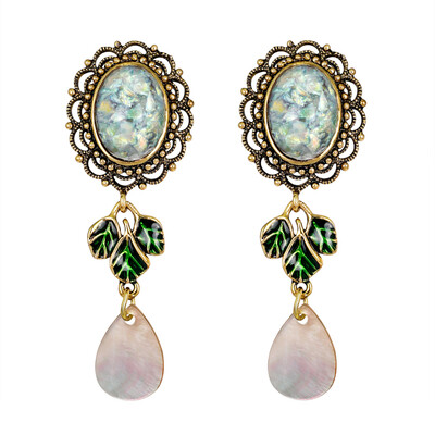 

Vintage Women Hollow Earrings Faux Gem Pendant Wedding Banquet Cocktail Jewelry