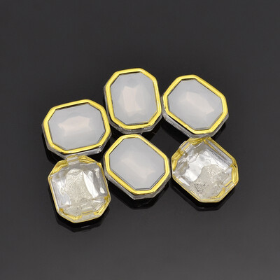 

Sew on Rhinestone Taiwan Acrylic Golden Plated Garment Accessories Rectangle WhiteSmoke 14x12x65mm Hole 1mm