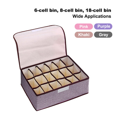 

Organizer Box 6818 Cell Bin Cotton Linen Underwear Box Saving Space Foldable Washable Multipurpose Receiving Box for Home Use