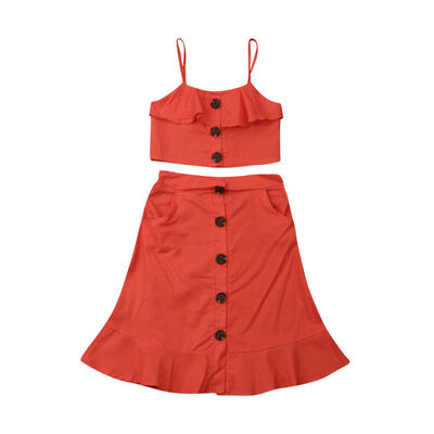 

Toddler Kids Girl Baby Clothes Sleeveless Vest TopsSkirt Dress Formal Outfit Set