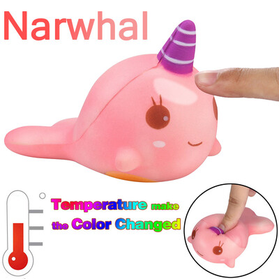 

Siaonvr Temperature Color Change Squishies Narwhal Slow Rising Scented Reliever Stress