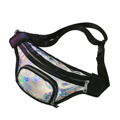 

Hip Hop Men Women Holographic Laser Crossbody Chest Bag Zipper Waist Fanny Pack