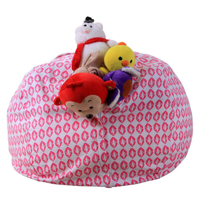 

Kids Stuffed Animal Plush Toy Storage Bean Bag Soft Pouch Stripe Fabric Chair