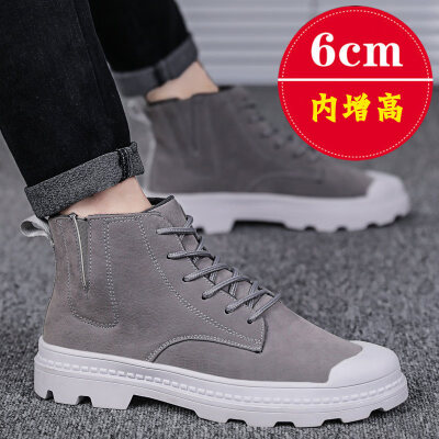 

Winter martin boots mens boots Korean version of English wind leather short boots high-heeled shoes Joker mens snowshoes