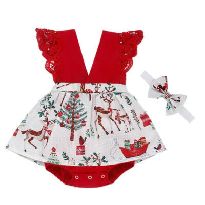 

US Christmas Baby Girl Infant Tutu Skirt Romper Jumpsuit Bodysuit Outfit Clothes