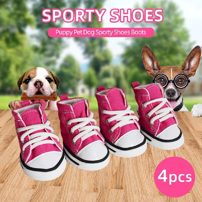 

4pcs Dog Shoes Boots Dog Canvas Shoes Puppy Pet Dog Sporty Shoes Pet Shoes Anti-Skid