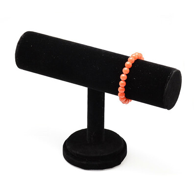 

T Bar Plastic Jewelry Bracelet Displays Covered with Velvet with Wooden Base Black 15x22x55cm