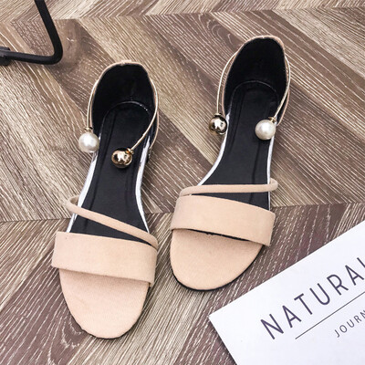 

Hong Kong flavor retro chic fairy wind sandals female summer 2019 new students Joker Korean flat net red female shoes