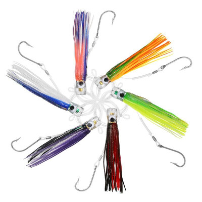 

6PCS 165cm Pusher Style Marlin Acrylic Octopus Trolling Skirt Lures with Bag