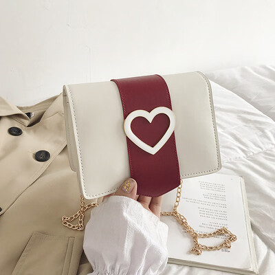 

2019 new color belt leather heart Messenger bag small fairy chic fashion wild temperament chain shoulder bag